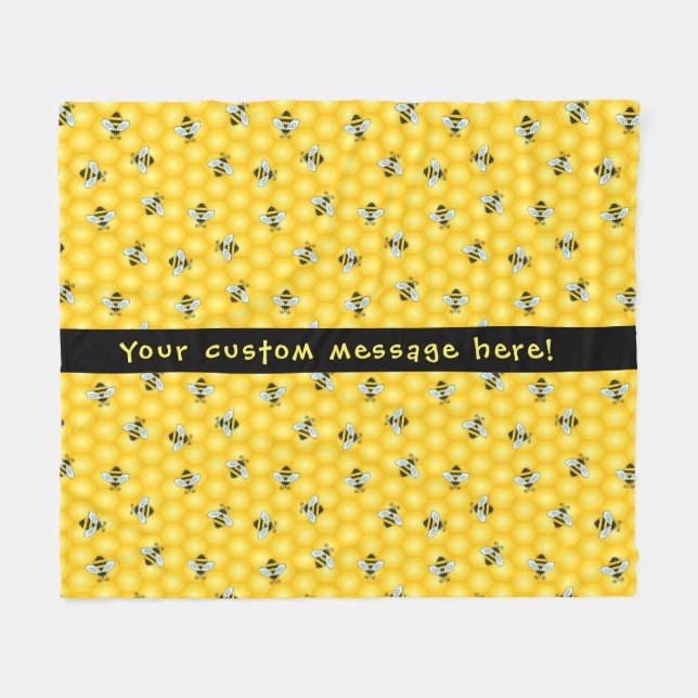 Hummel-Bienen-und Bienenwaben-Muster Fleecedecke (Vorderseite (Horizontal))