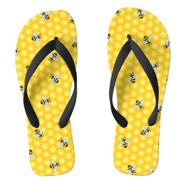 Hummel-Bienen-und Bienenwaben-Muster Flip Flops (Fußbett)