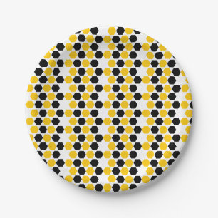 Hummel Black Yellow Geometric Hexagramm Hex Muster Pappteller