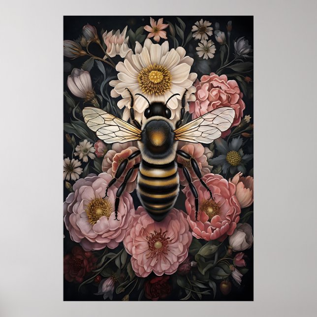 Hummel-Blumenprint, Dunkle Akademie Poster (Vorne)