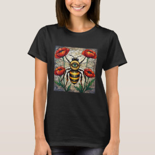 Hummel Buntglas Rote Mohnblume Käfer Kunst T-Shirt