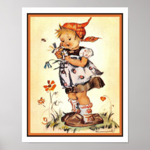 Hummel-Druck aus den 1940er Jahren - Er liebt mich Poster
