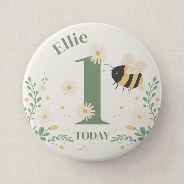 Hummel Erstes Geburtstagsabzeichen Bee-Day Button (Wildflower Flight - Milestone Honey Bee Birthday 4" Badge)
