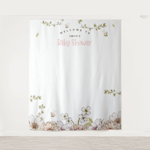 Hummel Florals Pink Baby Dusche Foto Hintergrund Wandteppich
