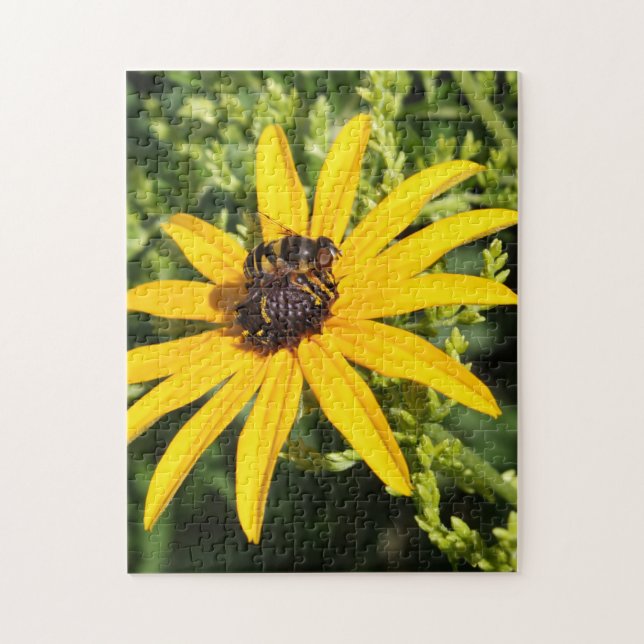 Hummel-Gelbe Blume Fotografie Puzzle (Vertikal)
