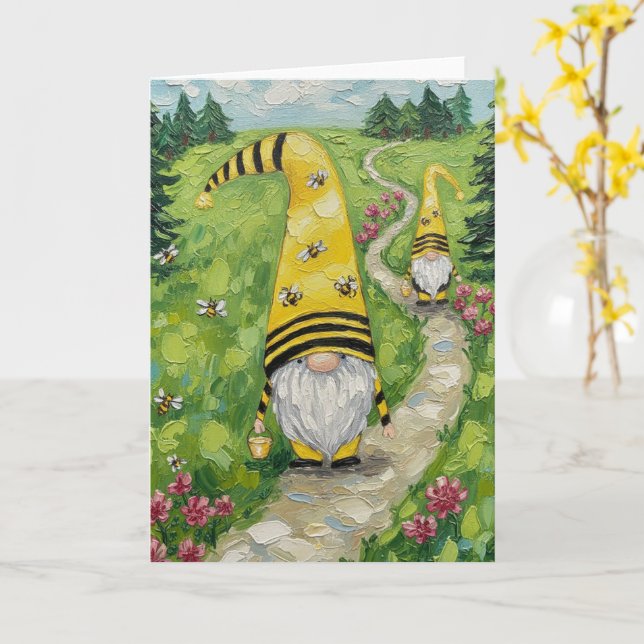 Hummel-Gnome Karte (Gelbe Blume)