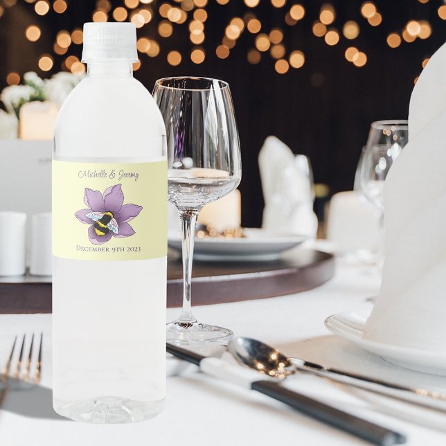 Hummel Lavendel Blume Gelb Wasserflaschenetikett (Von Creator hochgeladen)