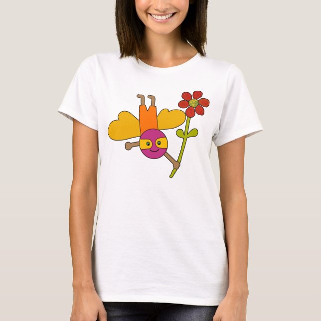 Hummel mit Blume - T - Shirt (Vorderseite)