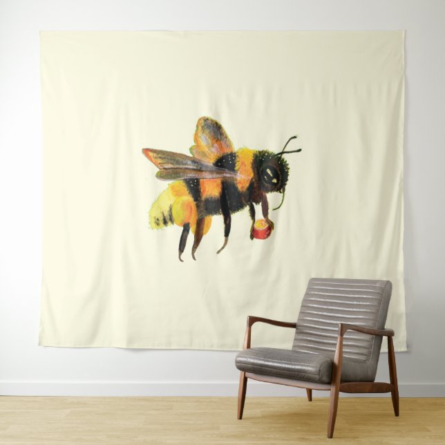 Hummel mit Pollen  Wandteppich (Beispiel (Horizontal))