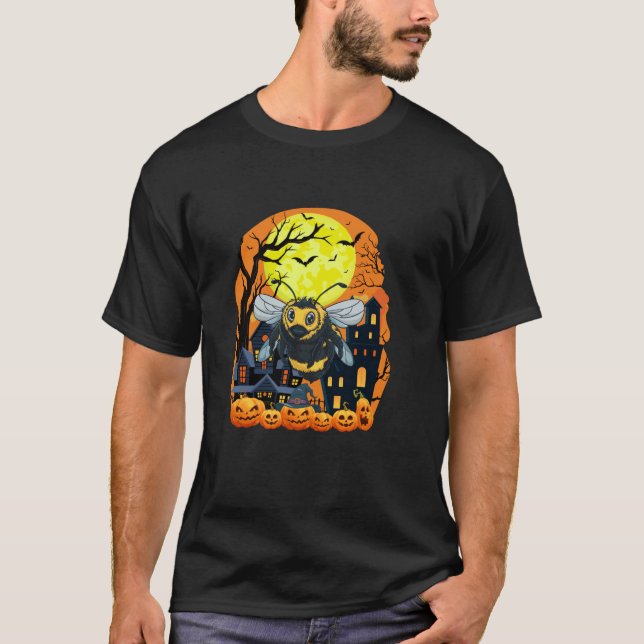 Hummel mit Pumpkins Beängstigende Halloween Par T-Shirt (Vorderseite)