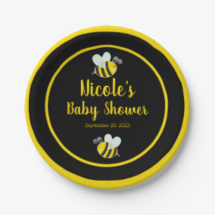 Hummel Schwarz-Gelb-Bienenthema-Baby-Party Pappteller
