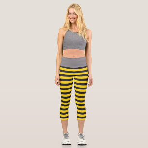 Hummel Schwarz Gelbe Horizontale Linien Hummel Capri Leggings