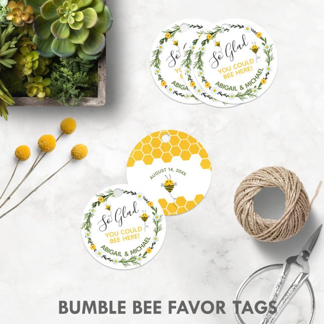 Hummel "so toll, dass du hier sein könntest" 🐝 geschenkanhänger (Cute Wreath Yellow + Black Watercolor Bumble Bee Favor Tags
)