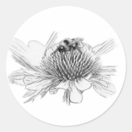 Hummel und Blume Runder Aufkleber