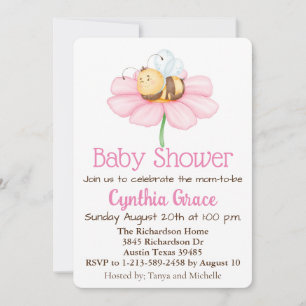 Hummel und Blumen Baby Shower Einladung