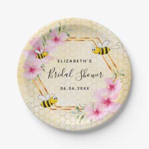 Hummel Wabenhonig rosa Blumen Brautparty Pappteller