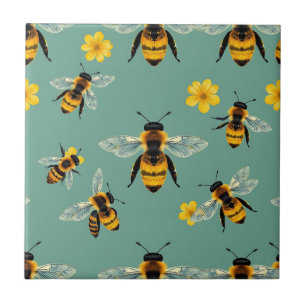 Hummel-Wasserfarbe Realistische Honigwabe Fliese
