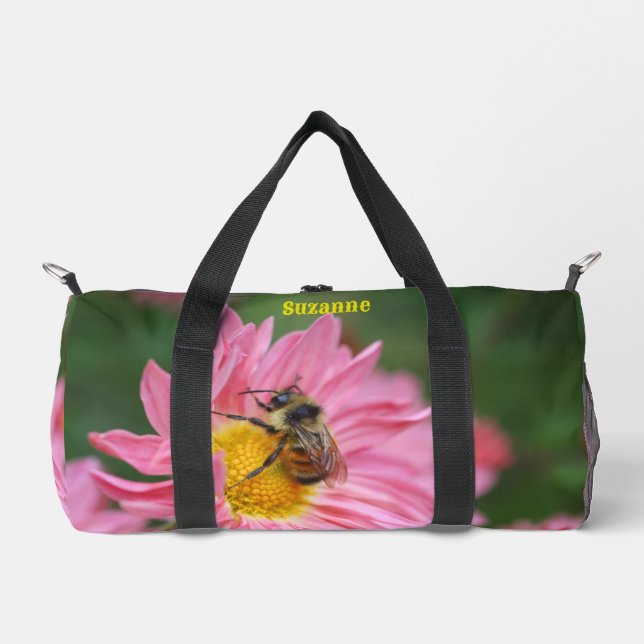 Hummelbiene auf Daisy-Blume Personalisiert Duffle Bag (Vorderseite)