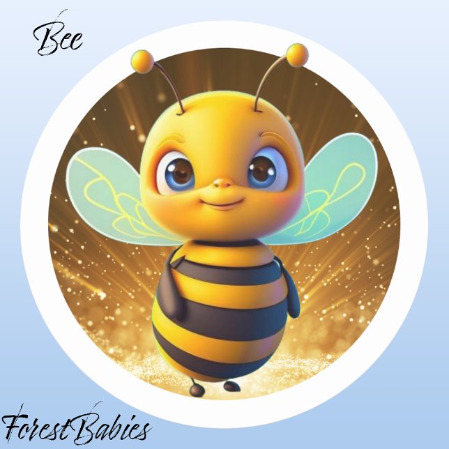 Hummelbiene 🐝 Niedlicher Honey Animal Cartoon Gra Runder Aufkleber (🐝 Bumble Bee, ForestBabies Classic Round Sticker)