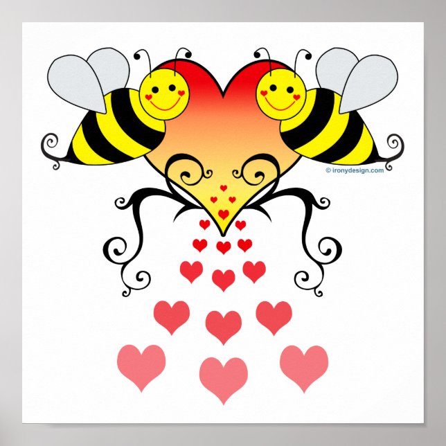 Hummelbienen Herz-Liebe Poster (Vorne)