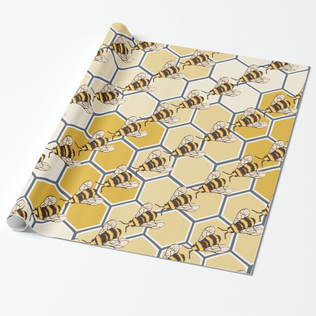 Hummelbienen Honeycomb Geschenkpapier (Ungerollt)