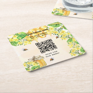 Hummelbienen Honig Gelbblüten Business qr Code Rechteckiger Pappuntersetzer