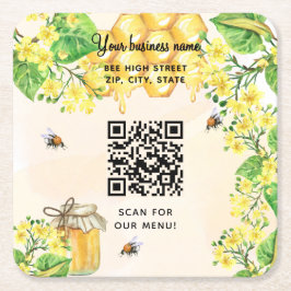 Hummelbienen Honig Gelbblüten Business qr Code Rechteckiger Pappuntersetzer