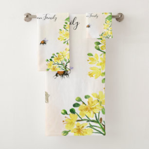 Hummelbienen Honigblüten Badhandtuch Set