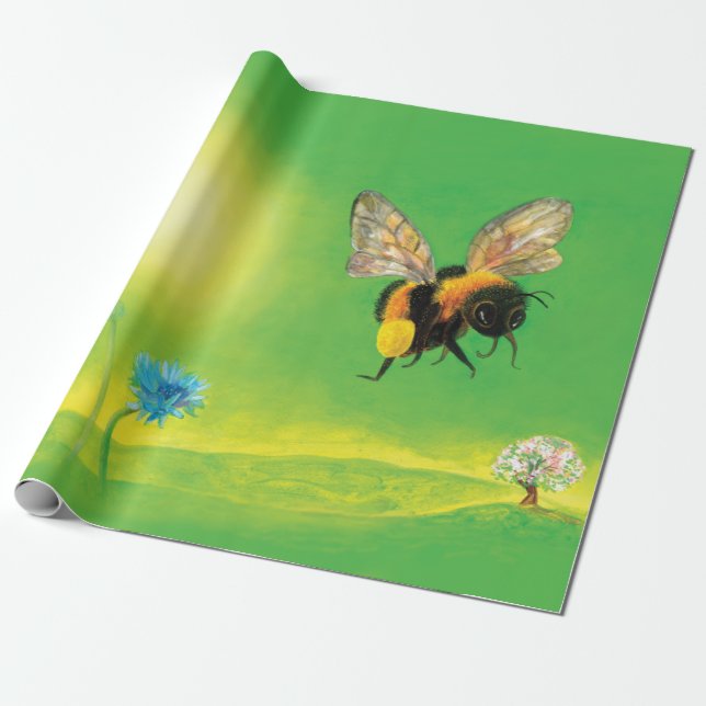 Hummelfliegendes Bild Geschenkpapier (Ungerollt)