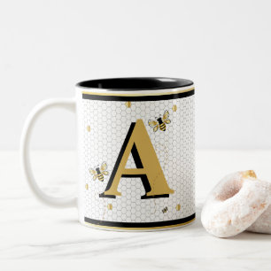 Hummelhonigwaben-Monogramm Zweifarbige Tasse
