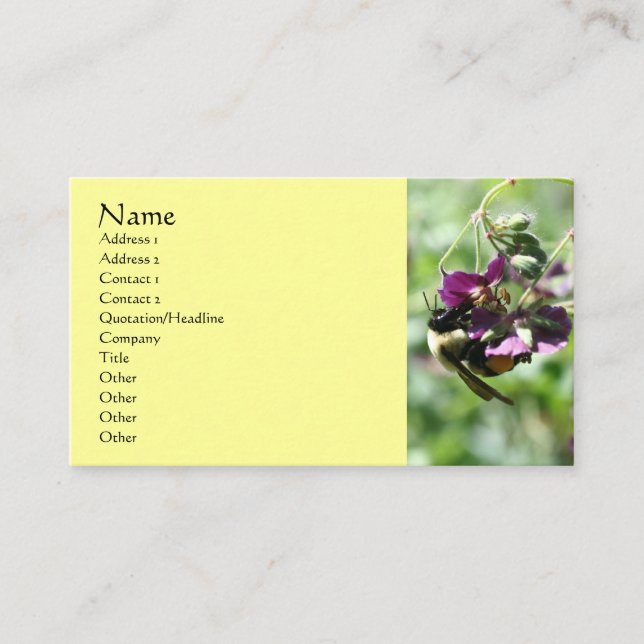 Hummelkarte auf Blume Nature Business Card Visitenkarte (Vorderseite)