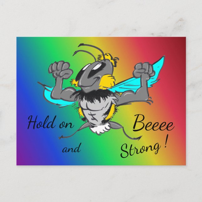 Hummelkruste. Text 'Halten auf Regenbogen Postkart Postkarte (Vorderseite)