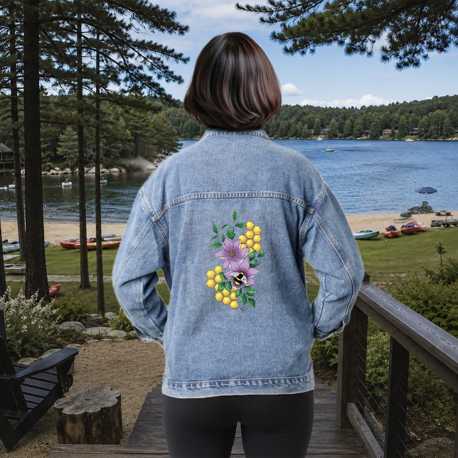 Hummellavender-Blume Gelb Jeansjacke (Von Creator hochgeladen)