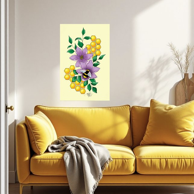 Hummellavender-Blume Gelb Poster (Von Creator hochgeladen)