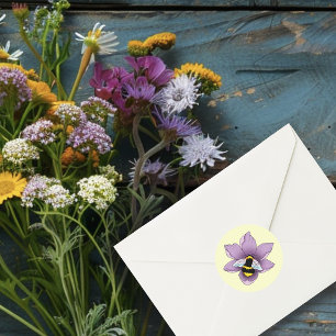 Hummellavender-Blume Gelb Runder Aufkleber