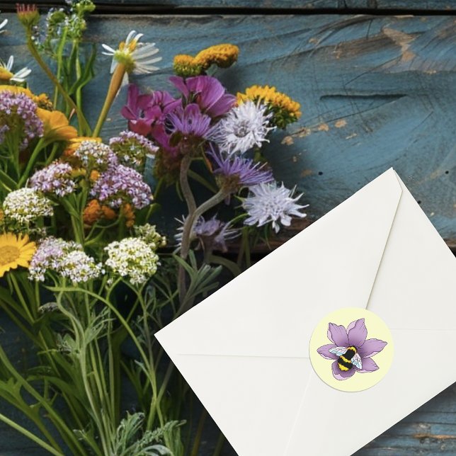 Hummellavender-Blume Gelb Runder Aufkleber (Von Creator hochgeladen)