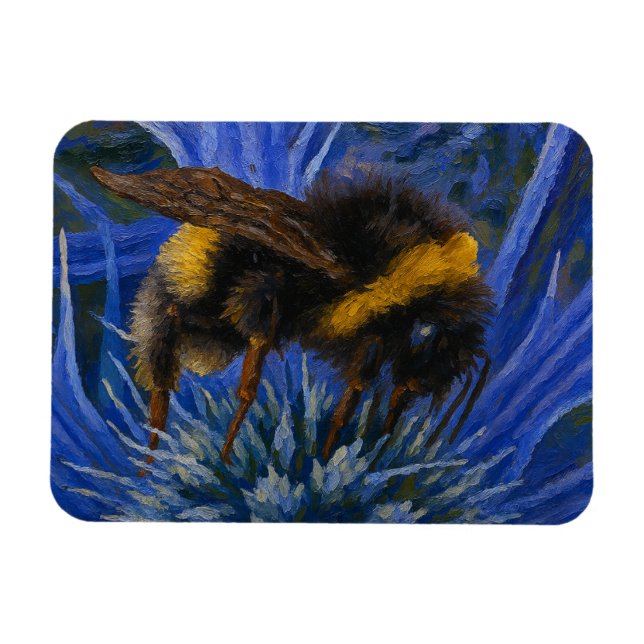 Hummeln auf blauem Fleck Magnet (Horizontal)