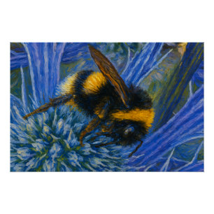 Hummeln auf blauem Fleck Poster