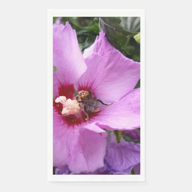 Hummeln auf Hibiskus Blume Serviette (Vorderseite)