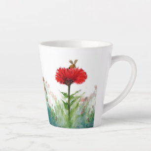 Hummeln auf Red Zinnia Small Latte Tasse