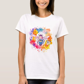 Hummeln auf Regenbogen-Blume T-Shirt