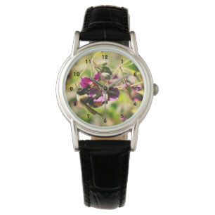 Hummeln auf rosa Blume Nah Armbanduhr