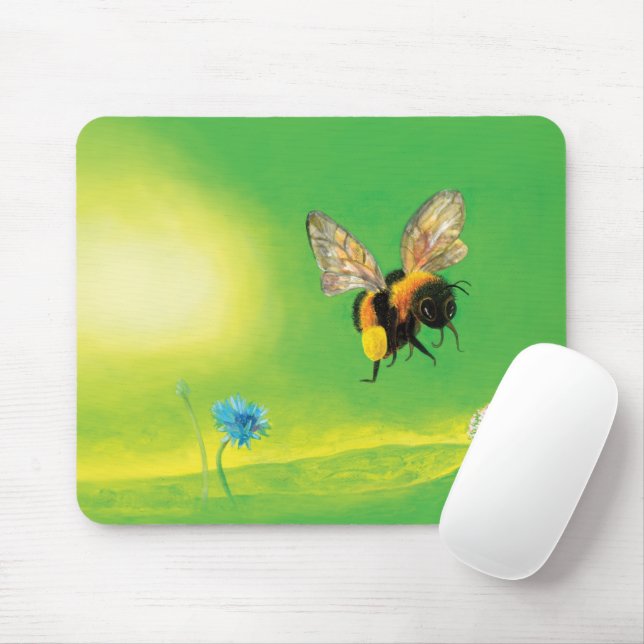 Hummeln, die über die Wiese fliegen Mousepad (Mit Mouse)
