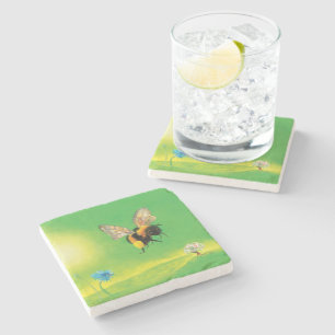 Hummeln, die über die Wiese fliegen Steinuntersetzer