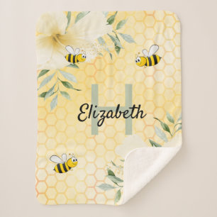 Hummeln-Honigwabenflorale tropische Monogramm Sherpadecke