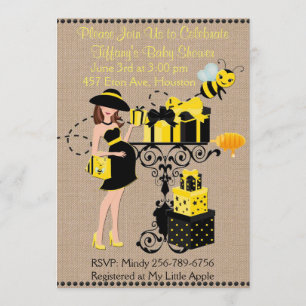 Hummeln Lady Yellow Black Baby Dusche Einladung