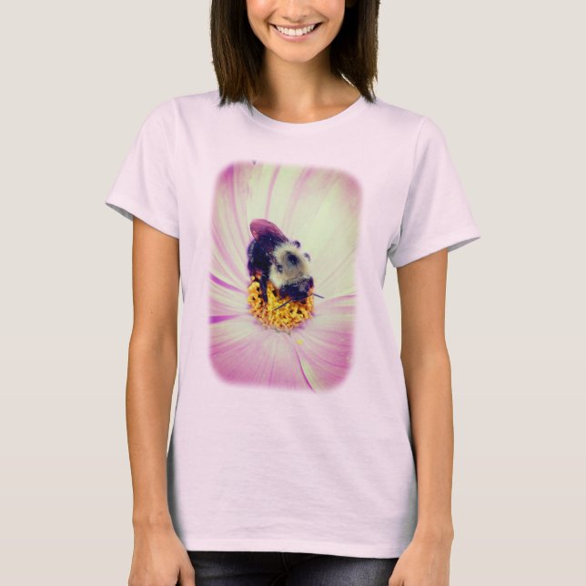 Hummeln Rosa Blume Natur T-Shirt (Vorderseite)