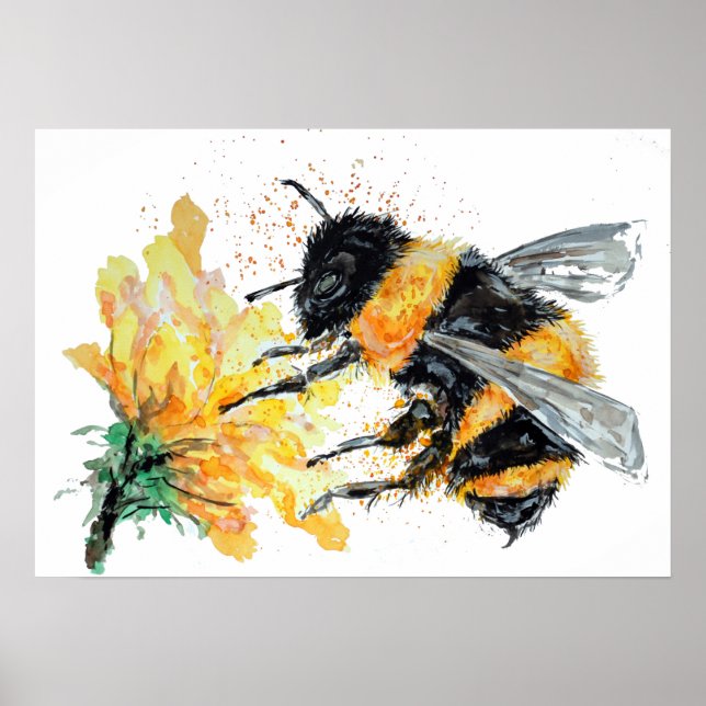 Hummeln sammelt Pollen Poster (Vorne)