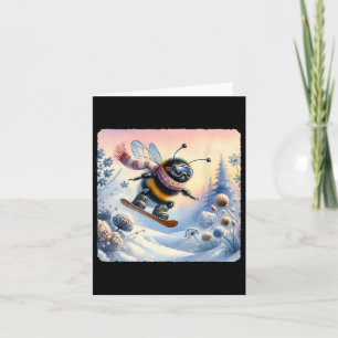 Hummeln Snowboarding Past Frost Covered Blume. Karte