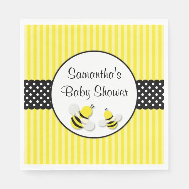 Hummeln Striped Polka Dots Baby Dusche Serviette (Vorderseite)